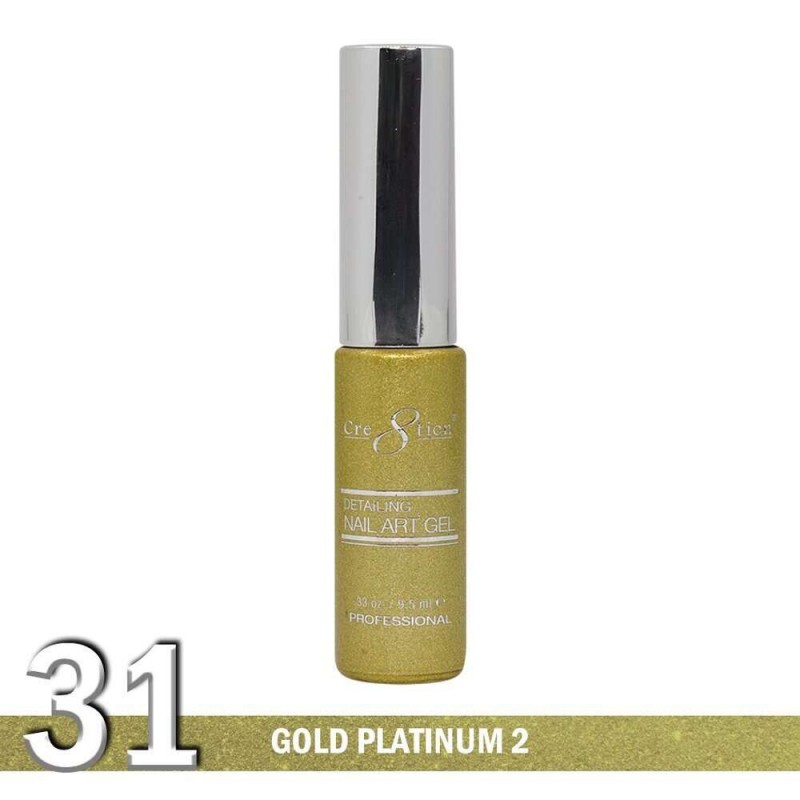 Cre8tion Detailing Nail Art Gel, 31, Gold Platinum 2, 0.33oz KK1025 